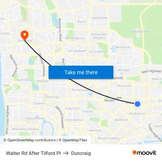 Walter Rd After Tilford Pl to Duncraig map