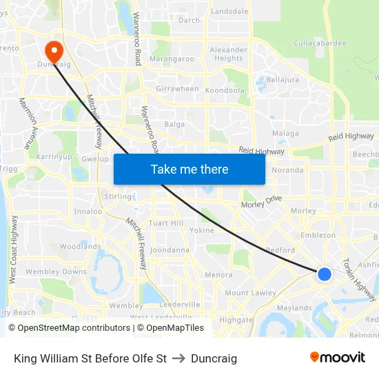 King William St Before Olfe St to Duncraig map