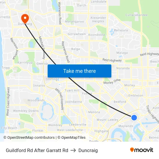 Guildford Rd After Garratt Rd to Duncraig map