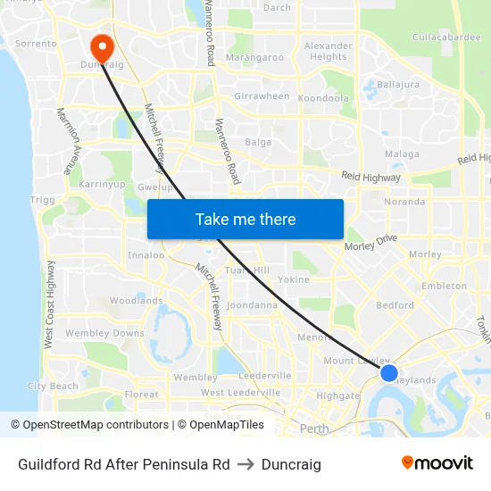 Guildford Rd After Peninsula Rd to Duncraig map