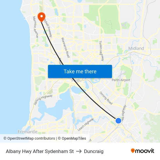 Albany Hwy After Sydenham St to Duncraig map