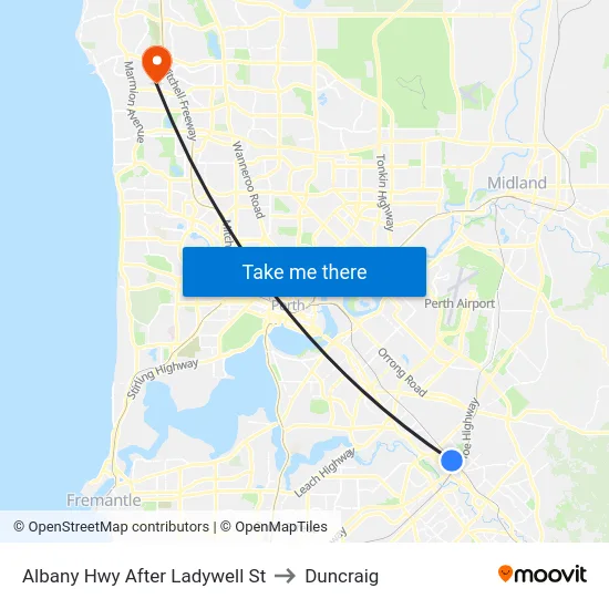 Albany Hwy After Ladywell St to Duncraig map