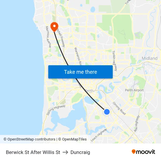 Berwick St After Willis St to Duncraig map