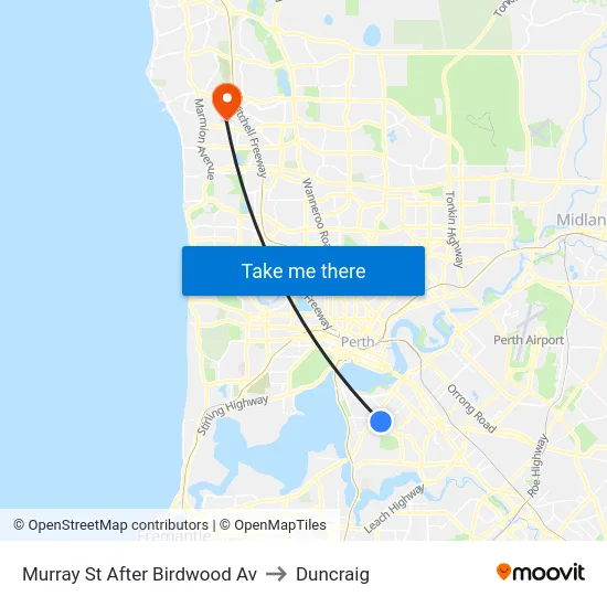 Murray St After Birdwood Av to Duncraig map