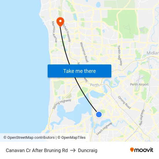 Canavan Cr After Bruning Rd to Duncraig map