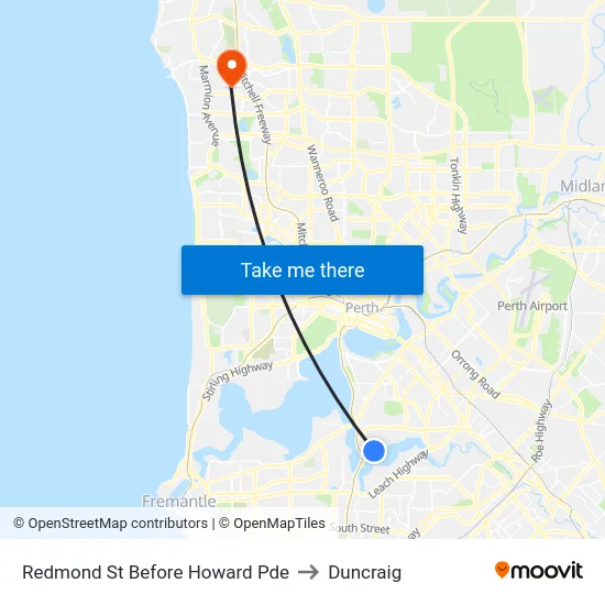 Redmond St Before Howard Pde to Duncraig map