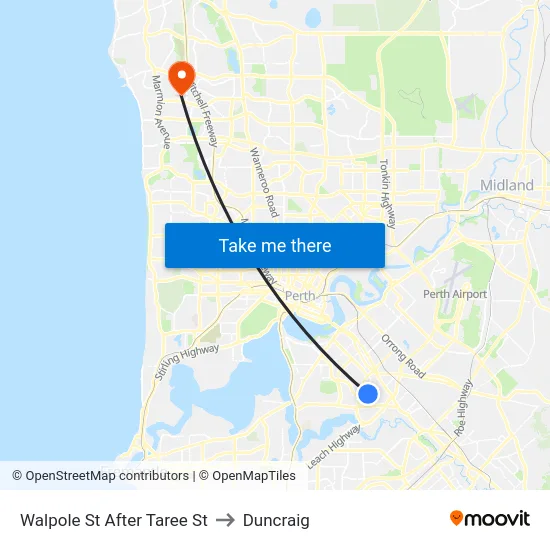 Walpole St After Taree St to Duncraig map