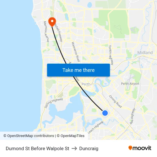 Dumond St Before Walpole St to Duncraig map