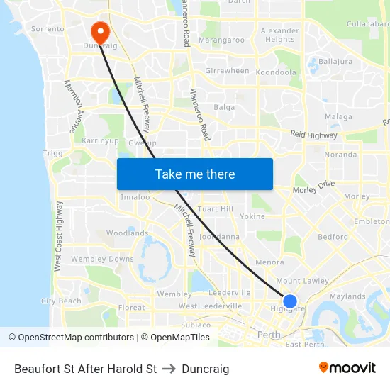 Beaufort St After Harold St to Duncraig map