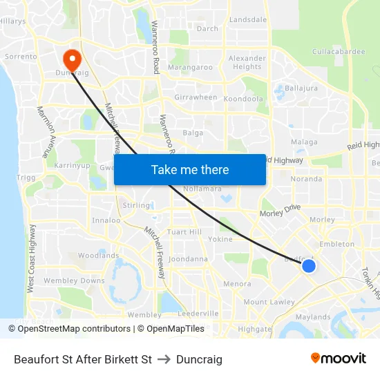Beaufort St After Birkett St to Duncraig map