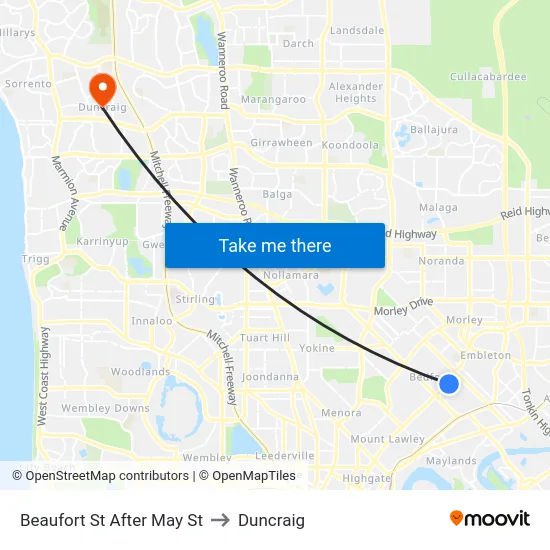 Beaufort St After May St to Duncraig map