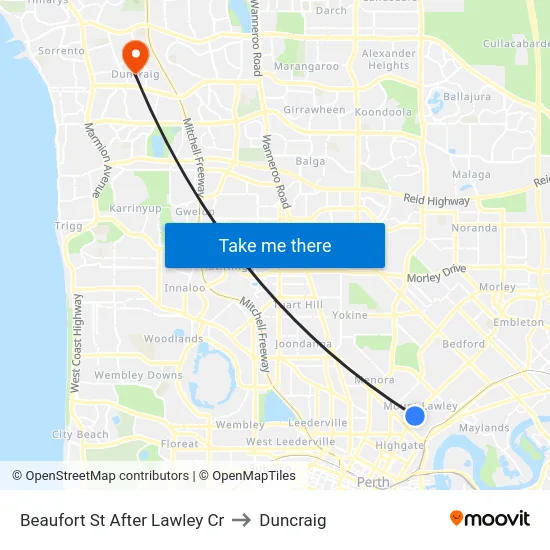 Beaufort St After Lawley Cr to Duncraig map