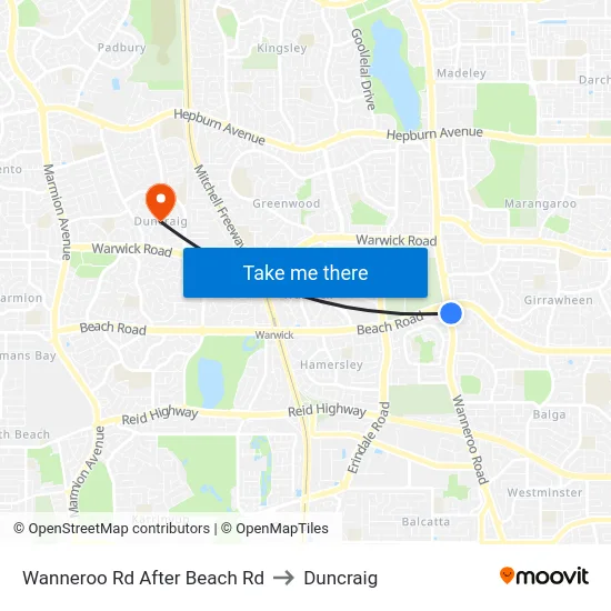 Wanneroo Rd After Beach Rd to Duncraig map