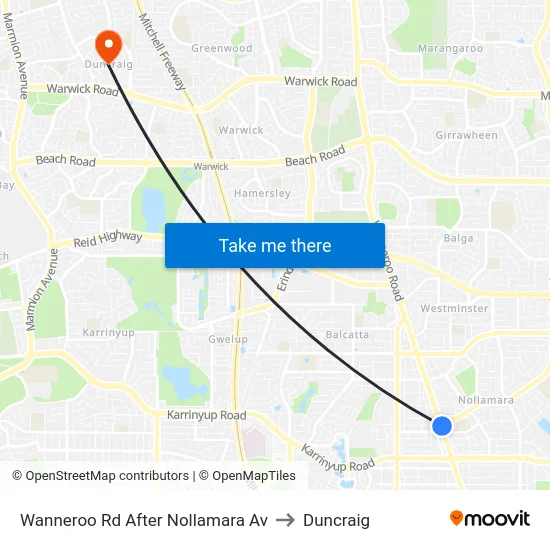 Wanneroo Rd After Nollamara Av to Duncraig map
