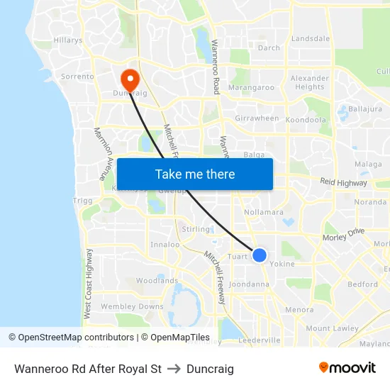 Wanneroo Rd After Royal St to Duncraig map