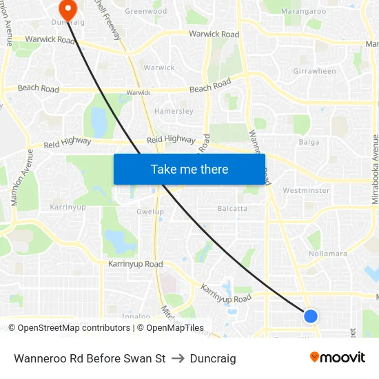 Wanneroo Rd Before Swan St to Duncraig map