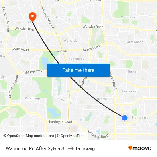 Wanneroo Rd After Sylvia St to Duncraig map