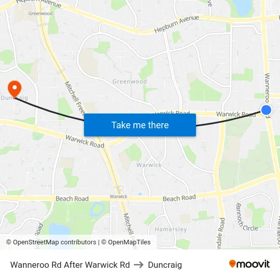 Wanneroo Rd After Warwick Rd to Duncraig map