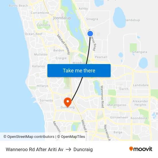 Wanneroo Rd After Ariti Av to Duncraig map