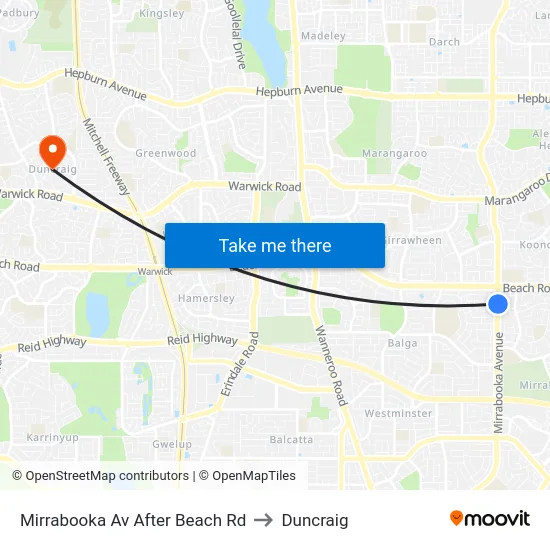 Mirrabooka Av After Beach Rd to Duncraig map