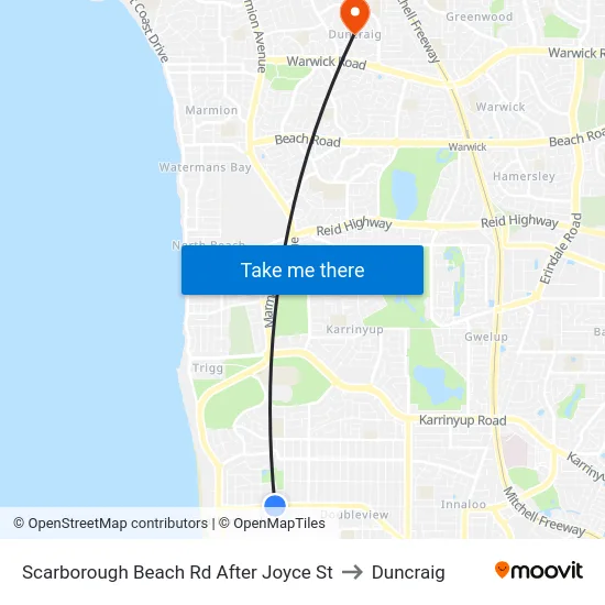 Scarborough Beach Rd After Joyce St to Duncraig map