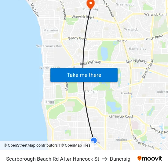 Scarborough Beach Rd After Hancock St to Duncraig map