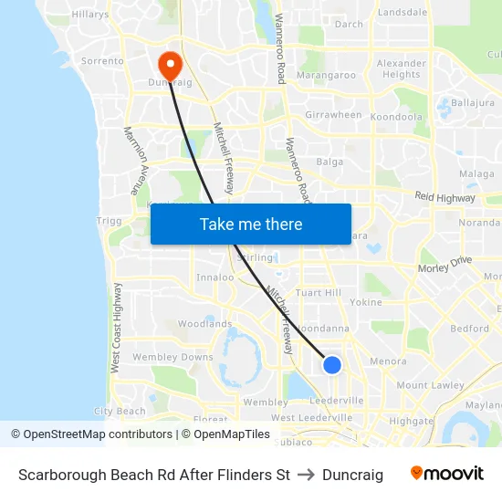 Scarborough Beach Rd After Flinders St to Duncraig map