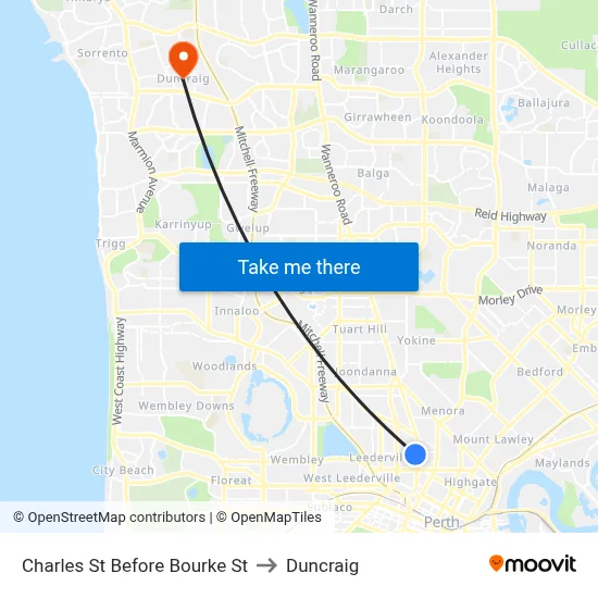 Charles St Before Bourke St to Duncraig map