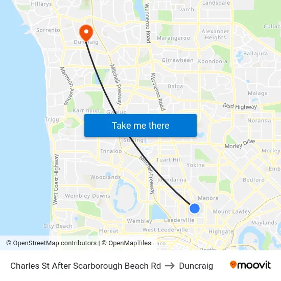 Charles St After Scarborough Beach Rd to Duncraig map