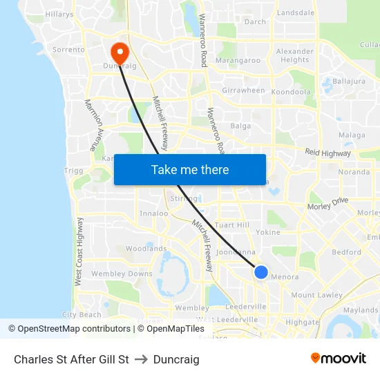 Charles St After Gill St to Duncraig map
