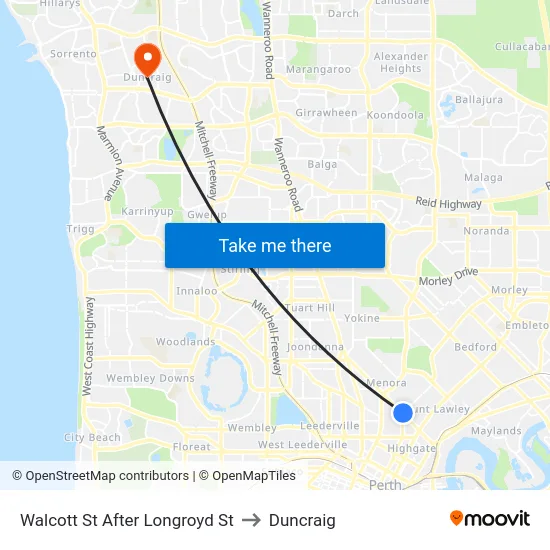 Walcott St After Longroyd St to Duncraig map