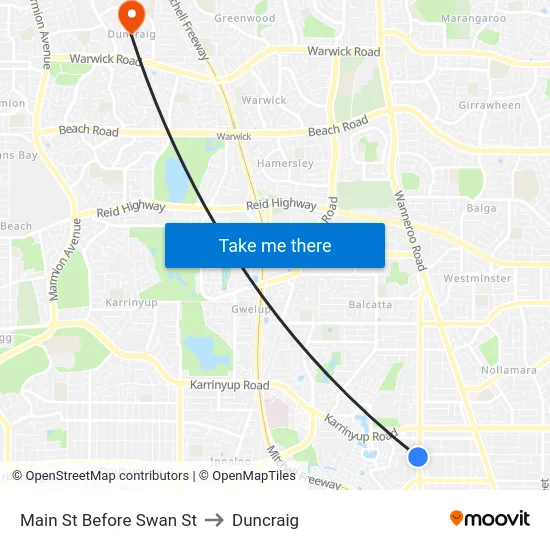 Main St Before Swan St to Duncraig map