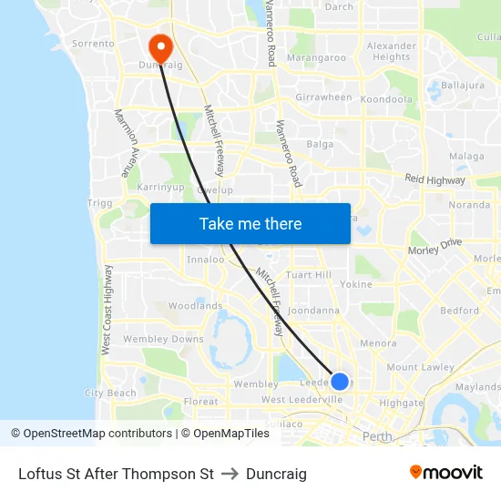 Loftus St After Thompson St to Duncraig map