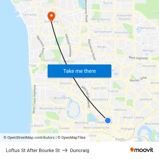 Loftus St After Bourke St to Duncraig map