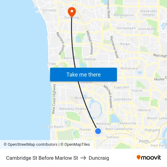 Cambridge St Before Marlow St to Duncraig map