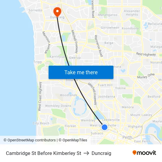 Cambridge St Before Kimberley St to Duncraig map