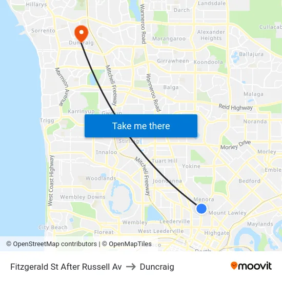 Fitzgerald St After Russell Av to Duncraig map