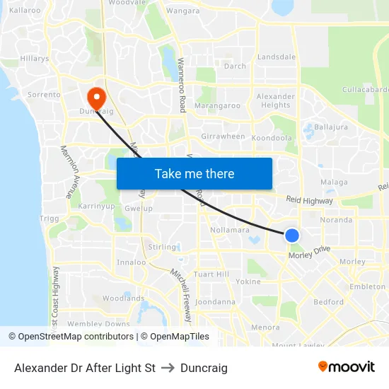Alexander Dr After Light St to Duncraig map