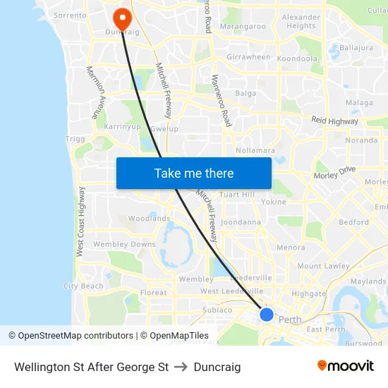 Wellington St After George St to Duncraig map