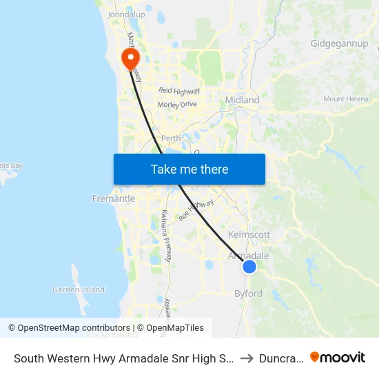 South Western Hwy Armadale Snr High Sch to Duncraig map