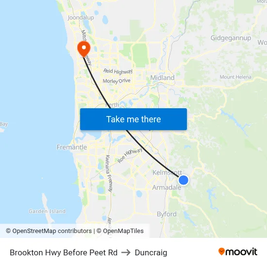 Brookton Hwy Before Peet Rd to Duncraig map