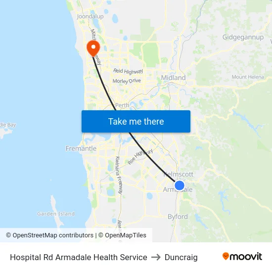 Hospital Rd Armadale Health Service to Duncraig map