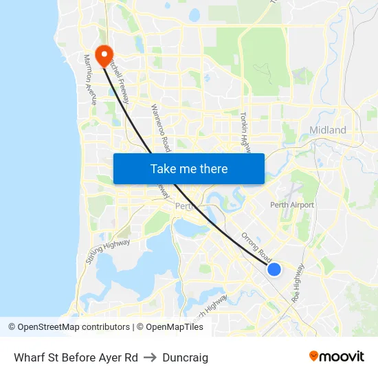 Wharf St Before Ayer Rd to Duncraig map
