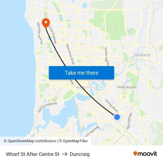 Wharf St After Centre St to Duncraig map