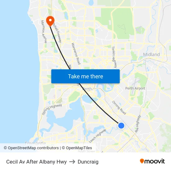 Cecil Av After Albany Hwy to Duncraig map