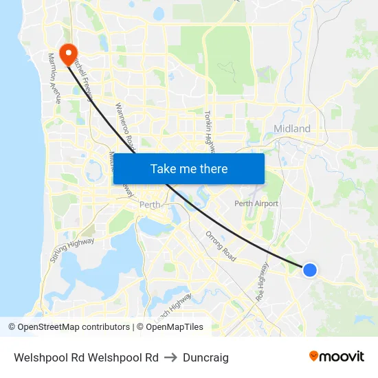 Welshpool Rd Welshpool Rd to Duncraig map