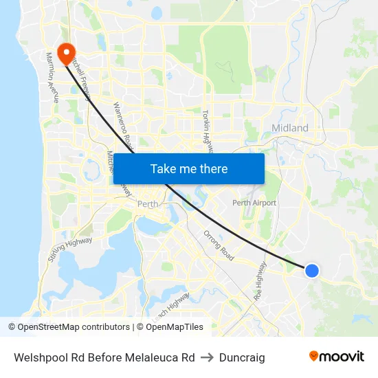 Welshpool Rd Before Melaleuca Rd to Duncraig map