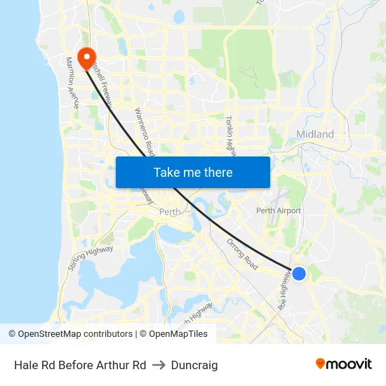 Hale Rd Before Arthur Rd to Duncraig map