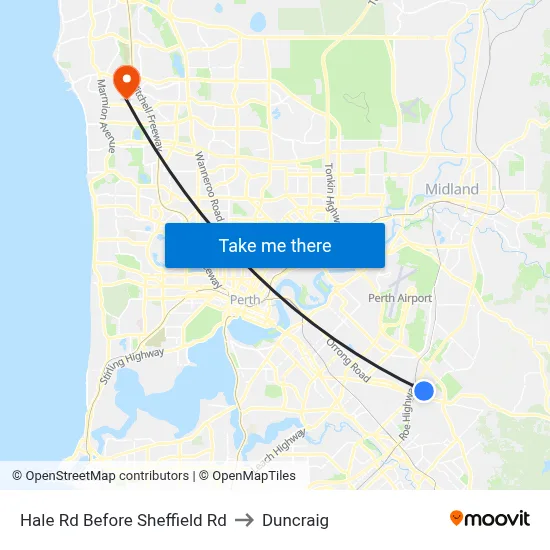 Hale Rd Before Sheffield Rd to Duncraig map