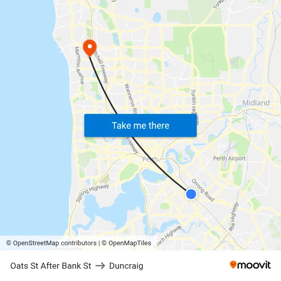 Oats St After Bank St to Duncraig map